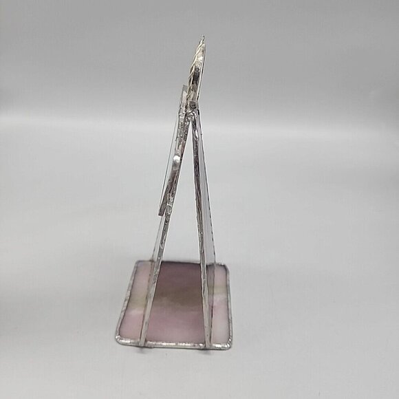 Vintage Purple Stained Glass 7" Angel Figurine Wings Free Standing - Picture 3 of 5